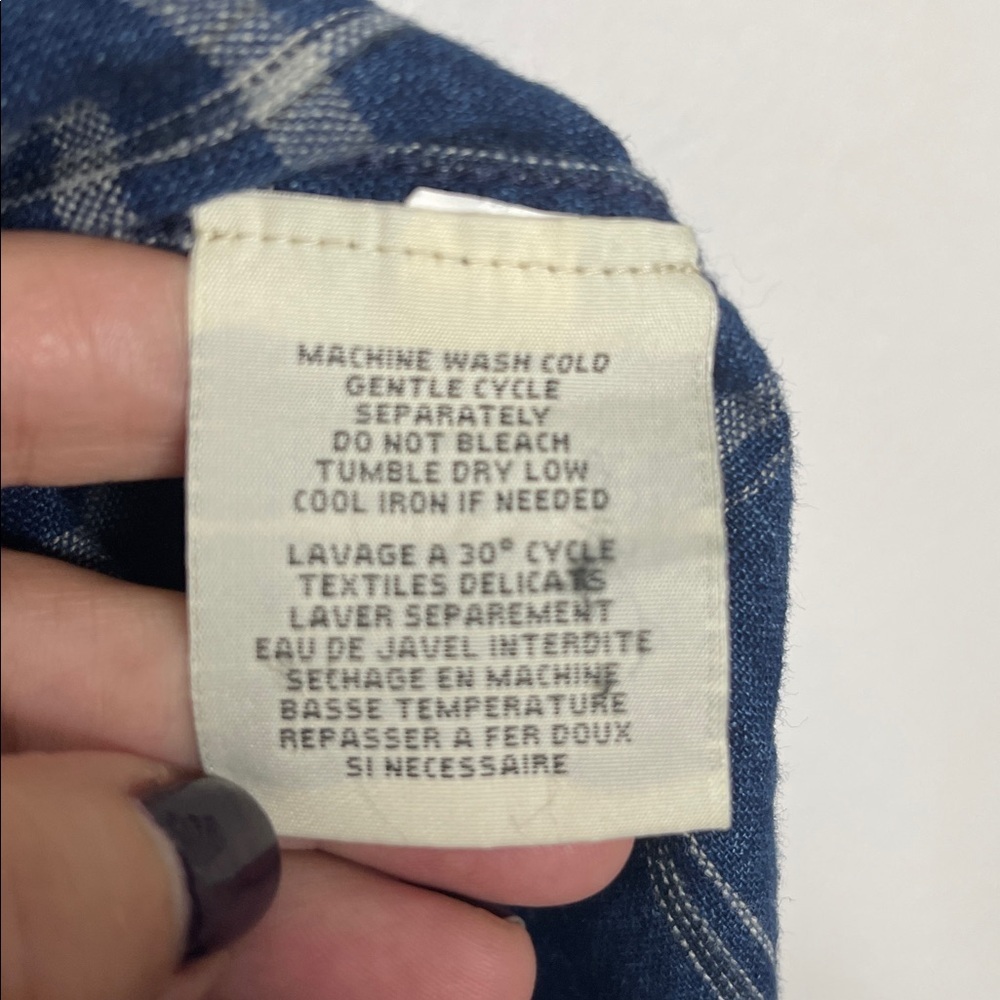 Denim & Supply Ralph Lauren Shirt Men's Large Linen Blend Blue Plaid Button Up - Picture 4 of 6